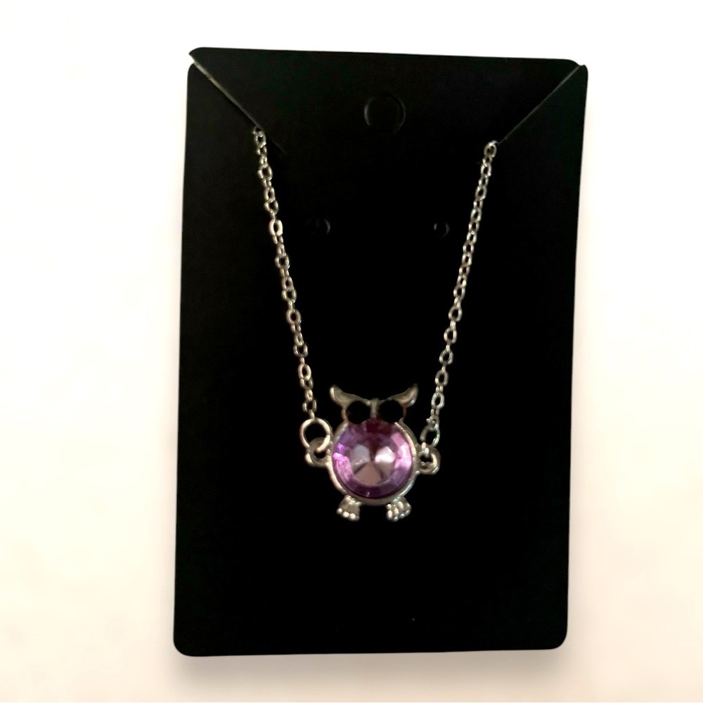 Amethyst crystal owl bracelet. Silver tone. New!